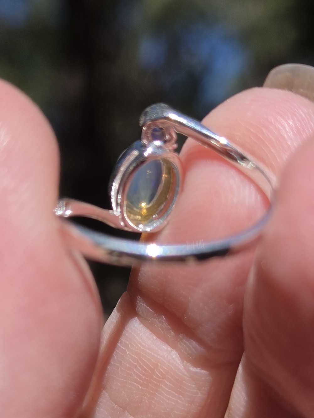 Opal & Amethyst Sterling & Gold Ring Sz6.5 - Picture 8 of 9